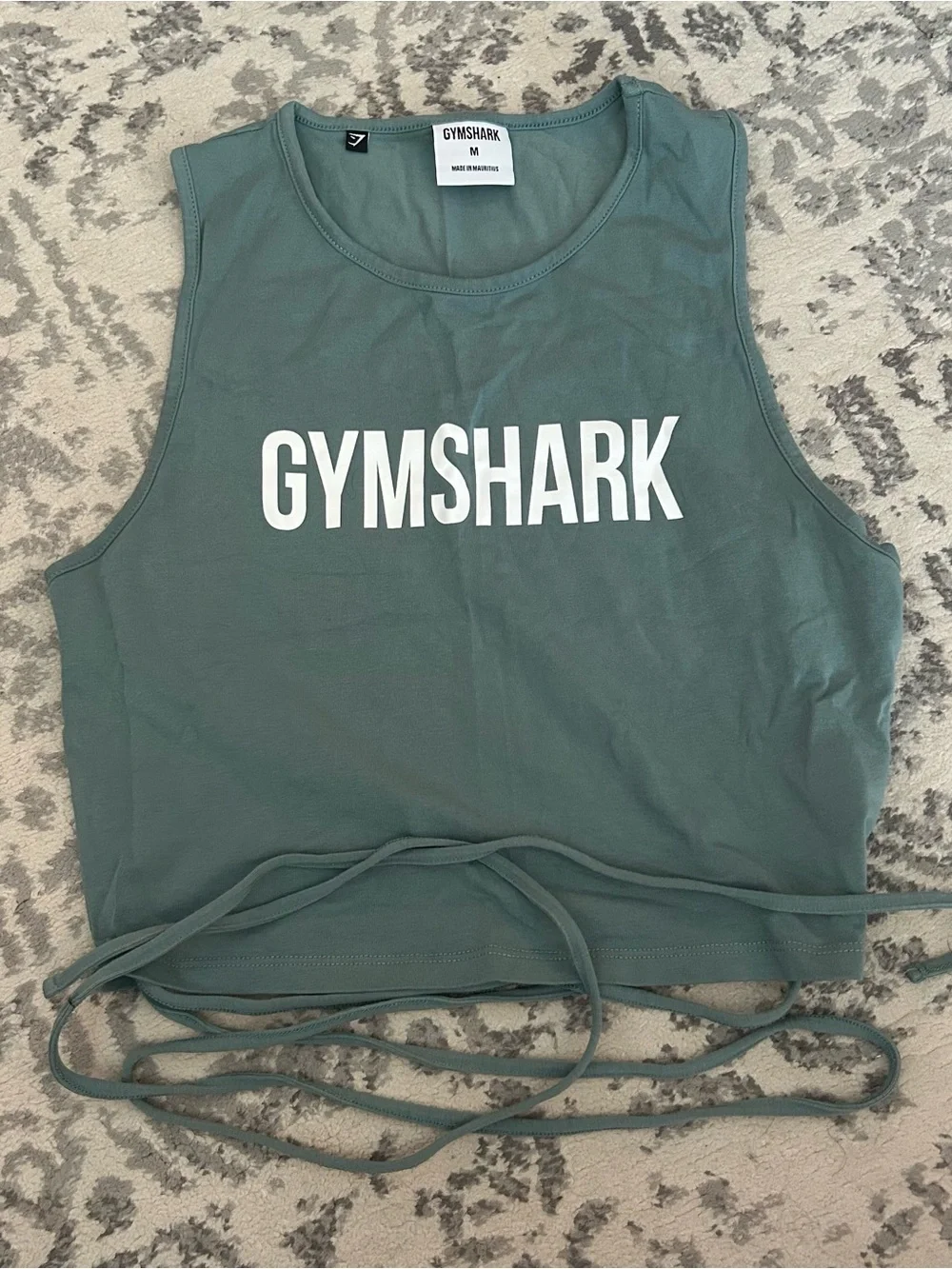 Gymshark Sage Green Cropped Tank with Adjustable Ties